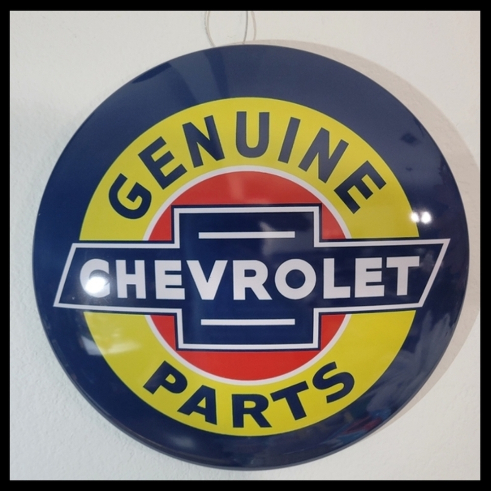 NEW  Chevrolet Metal Sign Chevy Genuine Parts Retro Dome garage mancave bowtie